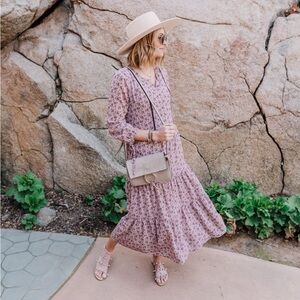 Madewell Long-Sleeve Tiered Dress in Branch Floral New Size XXS